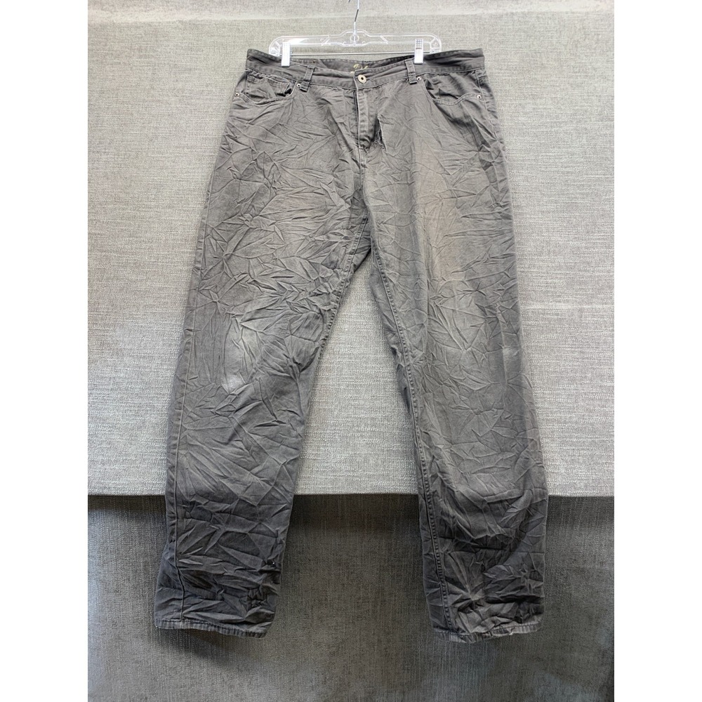 Plugg Co. Jeans Mens 38x34 Charcoal Gray Denim Cotton Straight Leg Dark‎ Wash
